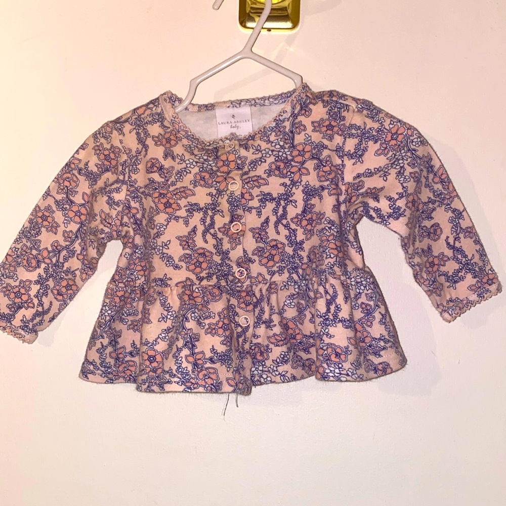 LAURA ASHLEY BABY PEPLUM BUTTON UP FLORAL JACKET